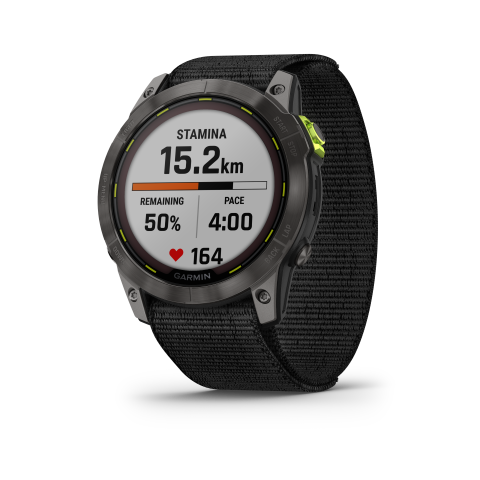 Garmin Enduro 2 - Koolstofgrijs DLC titanium met zwarte nylon UltraFit band